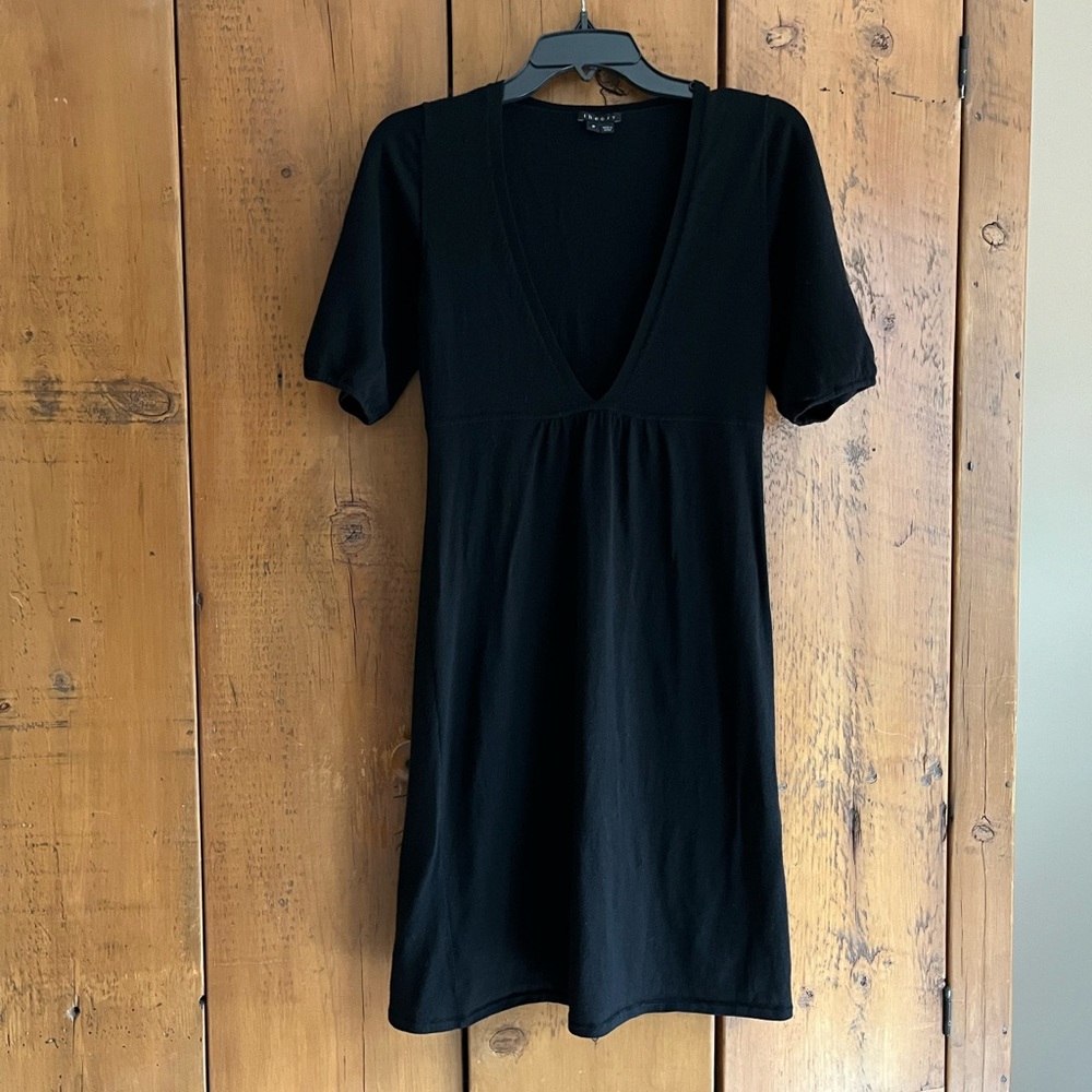 Theory Black Knit Dress Empire Waist, S Petite